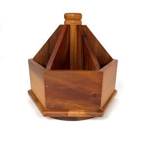 Hexagon Wooden Organizer Drexel Heritage Rotating Caddy Functional Rustic Design